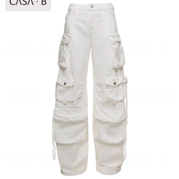 SOON to CASA B| Femme Street Style White Baggy Cargo Denim Wide Womenās Jeans - Picture 3 of 9